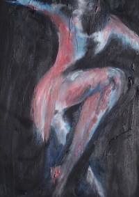 The other side of fear. Dancer in oil on card by Anne Milton, Fine Artist